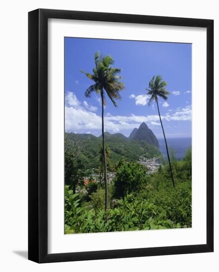 Soufriere and the Pitons, St. Lucia, Windward Islands, West Indies, Caribbean, Central America-Gavin Hellier-Framed Photographic Print