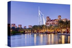 Souk Madinat Jumeirah with Burj Al Arab Hotel on Jumeirah Beach in Dubai-null-Stretched Canvas