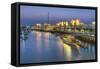 Souk Shark Mall and Kuwait Harbour, Illuminated at Dusk, Kuwait City, Kuwait, Middle East-Gavin-Framed Stretched Canvas