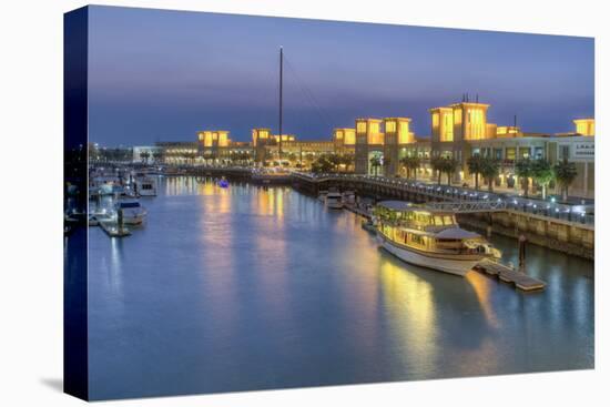 Souk Shark Mall and Kuwait Harbour, Illuminated at Dusk, Kuwait City, Kuwait, Middle East-Gavin-Stretched Canvas