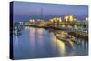 Souk Shark Mall and Kuwait Harbour, Illuminated at Dusk, Kuwait City, Kuwait, Middle East-Gavin-Stretched Canvas