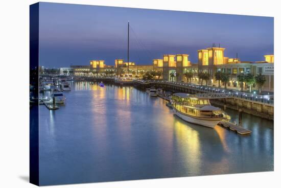 Souk Shark Mall and Kuwait Harbour, Illuminated at Dusk, Kuwait City, Kuwait, Middle East-Gavin-Stretched Canvas