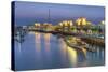 Souk Shark Mall and Kuwait Harbour, Illuminated at Dusk, Kuwait City, Kuwait, Middle East-Gavin-Stretched Canvas