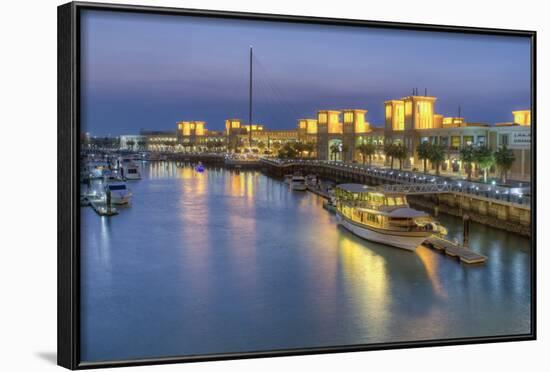 Souk Shark Mall and Kuwait Harbour, Illuminated at Dusk, Kuwait City, Kuwait, Middle East-Gavin-Framed Photographic Print