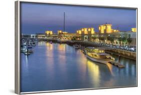 Souk Shark Mall and Kuwait Harbour, Illuminated at Dusk, Kuwait City, Kuwait, Middle East-Gavin-Framed Photographic Print