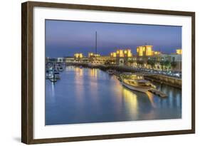 Souk Shark Mall and Kuwait Harbour, Illuminated at Dusk, Kuwait City, Kuwait, Middle East-Gavin-Framed Photographic Print