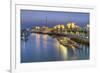 Souk Shark Mall and Kuwait Harbour, Illuminated at Dusk, Kuwait City, Kuwait, Middle East-Gavin-Framed Photographic Print