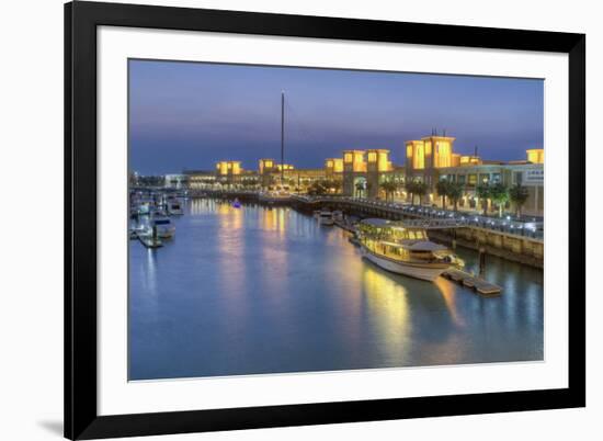 Souk Shark Mall and Kuwait Harbour, Illuminated at Dusk, Kuwait City, Kuwait, Middle East-Gavin-Framed Photographic Print