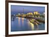 Souk Shark Mall and Kuwait Harbour, Illuminated at Dusk, Kuwait City, Kuwait, Middle East-Gavin-Framed Photographic Print