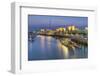 Souk Shark Mall and Kuwait Harbour, Illuminated at Dusk, Kuwait City, Kuwait, Middle East-Gavin-Framed Photographic Print