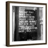 Soul Food; Menu in the Window of a Restaurant, Detroit, Michigan, 1940-null-Framed Photo