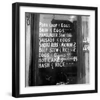 Soul Food; Menu in the Window of a Restaurant, Detroit, Michigan, 1940-null-Framed Photo