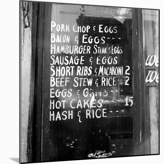 Soul Food; Menu in the Window of a Restaurant, Detroit, Michigan, 1940-null-Mounted Photo
