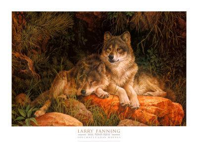 SOULMATES by Larry Fanning 24x34 Framed Print Picture Wolf Wolves Pine Trees 