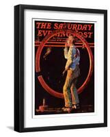 "Sounding the Fire Alarm," Saturday Evening Post Cover, May 22, 1937-Monte Crews-Framed Giclee Print