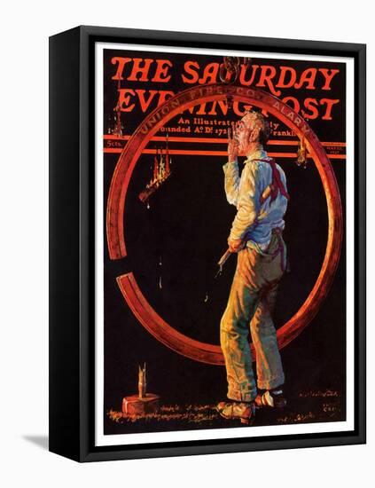 "Sounding the Fire Alarm," Saturday Evening Post Cover, May 22, 1937-Monte Crews-Framed Stretched Canvas