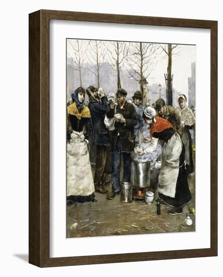 Soup for the Masses on a Winter Day, Paris, 1881-Norbert Goeneutte-Framed Giclee Print