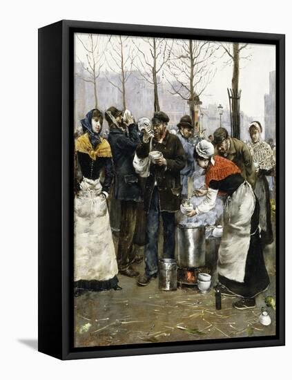 Soup for the Masses on a Winter Day, Paris, 1881-Norbert Goeneutte-Framed Stretched Canvas