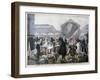 Soup Stand at Les Halles Market in the Morning, 1897-JJ Rousseau-Framed Giclee Print