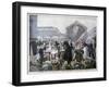 Soup Stand at Les Halles Market in the Morning, 1897-JJ Rousseau-Framed Giclee Print