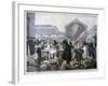 Soup Stand at Les Halles Market in the Morning, 1897-JJ Rousseau-Framed Giclee Print