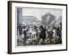 Soup Stand at Les Halles Market in the Morning, 1897-JJ Rousseau-Framed Giclee Print