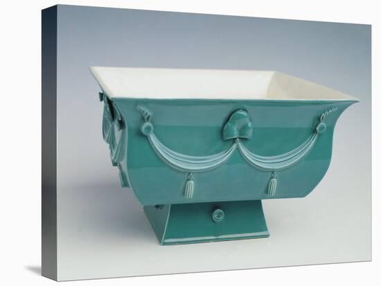 Soup Tureen with Turquoise Exterior Decorated in Relief-Dagobert Peche-Stretched Canvas