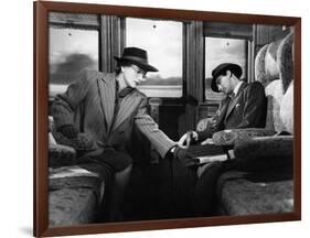 Soupcons SUSPICION by AlfredHitchcock with Joan Fontaine and Cary Grant, 1941 (b/w photo)-null-Framed Photo