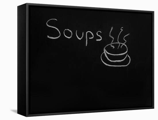 Soups Menu on the Chalkboard-vesnacvorovic-Framed Stretched Canvas