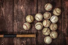 Vintage Style Baseball Glove and Ball-soupstock-Photographic Print