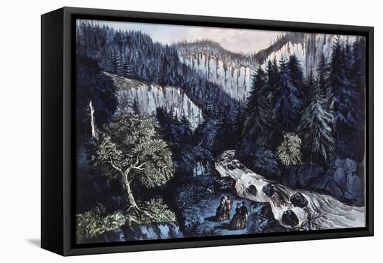 Source of the Hudson, the Indian Pass through the Adirondacks-Currier & Ives-Framed Stretched Canvas