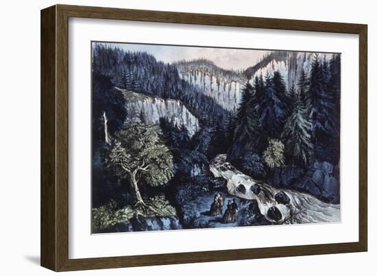Source of the Hudson, the Indian Pass through the Adirondacks-Currier & Ives-Framed Giclee Print