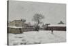 Sous la neige : cour de ferme à Marly-le-Roi (Yvelines)-Alfred Sisley-Stretched Canvas