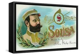 Sousa Brand Cigar Box Label, John Philip Sousa, American Composer and Conductor-Lantern Press-Framed Stretched Canvas