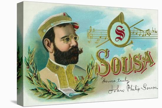 Sousa Brand Cigar Box Label, John Philip Sousa, American Composer and Conductor-Lantern Press-Stretched Canvas