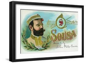 Sousa Brand Cigar Box Label, John Philip Sousa, American Composer and Conductor-Lantern Press-Framed Art Print