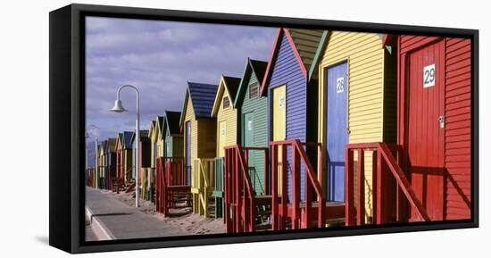 South Africa, Cape Town, Simons Town, Rows of Beach Hut-Paul Souders-Framed Stretched Canvas