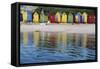 South Africa, Cape Town, View of Beach Huts-Michele Westmorland-Framed Stretched Canvas