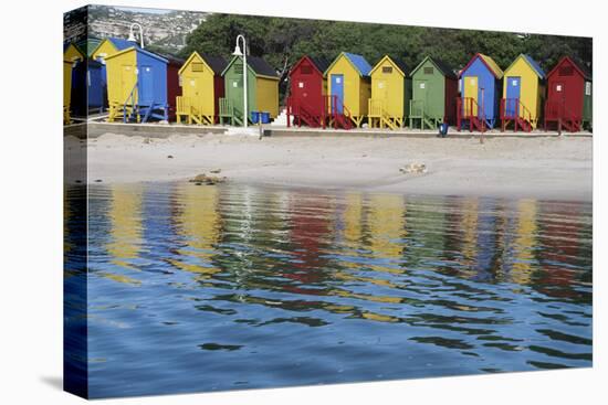 South Africa, Cape Town, View of Beach Huts-Michele Westmorland-Stretched Canvas