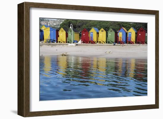 South Africa, Cape Town, View of Beach Huts-Michele Westmorland-Framed Photographic Print