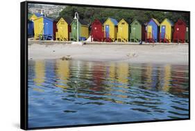 South Africa, Cape Town, View of Beach Huts-Michele Westmorland-Framed Stretched Canvas