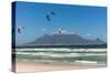 South Africa, Capetown, Kitesurfer in Front of the Table Mountain Silhouette-Catharina Lux-Stretched Canvas