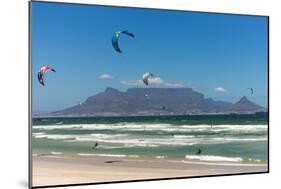South Africa, Capetown, Kitesurfer in Front of the Table Mountain Silhouette-Catharina Lux-Mounted Photographic Print