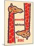 South Africa - Giraffes - Fly BOAC (British Overseas Airways), Vintage Airline Travel Poster, 1950s-H. Niezen-Mounted Art Print