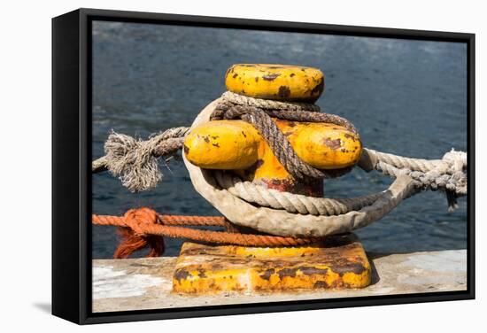 South Africa, Houtbay, Harbour, Bollard with Ropes-Catharina Lux-Framed Stretched Canvas