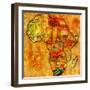 South Africa on Actual Map of Africa-michal812-Framed Art Print