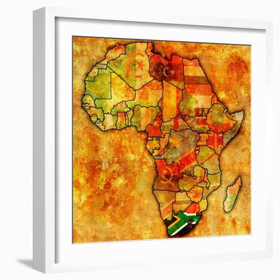 South Africa on Actual Map of Africa-michal812-Framed Art Print