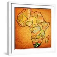 South Africa on Actual Map of Africa-michal812-Framed Art Print