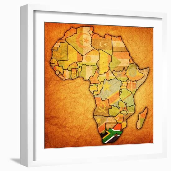 South Africa on Actual Map of Africa-michal812-Framed Art Print