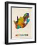 South Africa Watercolor Map-Michael Tompsett-Framed Art Print